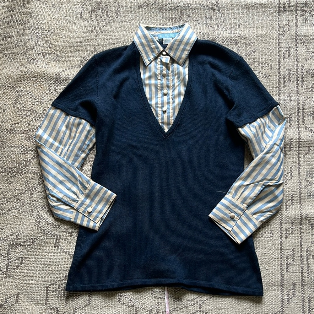 Zang Toi mixed media sweater vest and top